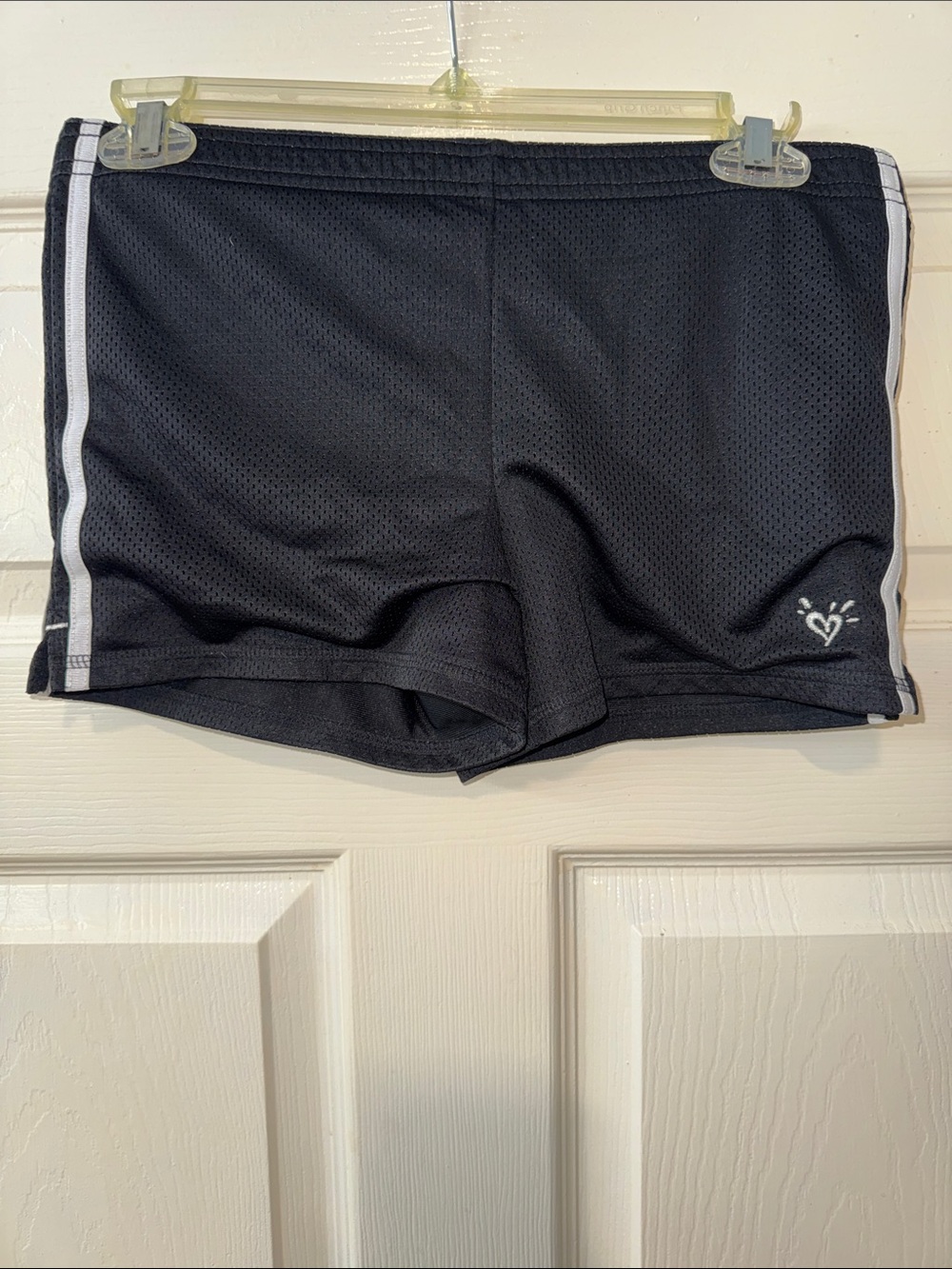 Justice Black Athletic Mesh Running Shorts with White Trim Girls Size 10. EUC